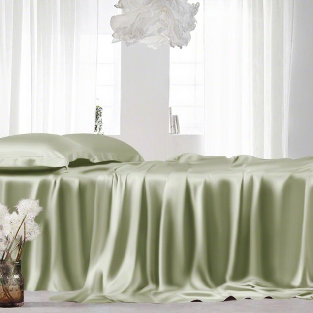 Cheap Sage Green 22 Momme Mulberry Silk Sheet Set