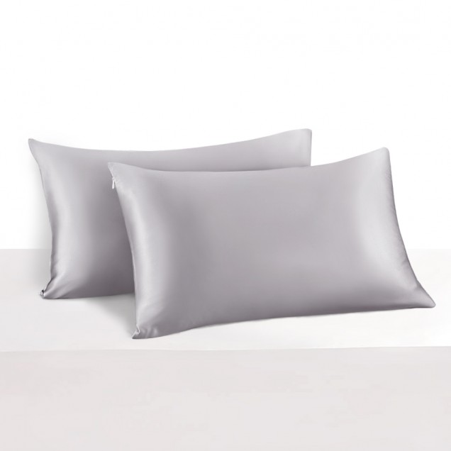 Cheap Silver 22 Momme Mulberry Silk Pillowcase with Hidden Zipper