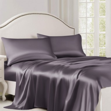 Cheap Slate Gray 22 Momme Mulberry Silk Flat Sheet