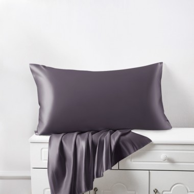 Cheap Slate Gray 22 Momme Mulberry Silk Pillowcase with Hidden Zipper