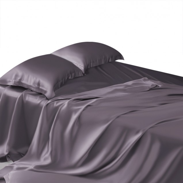 Cheap Slate Gray 22 Momme Mulberry Silk Sheet Set