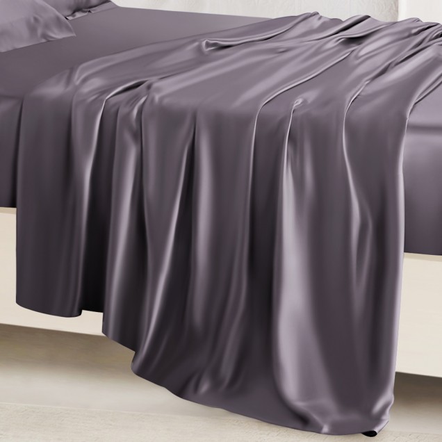 Cheap Slate Gray 22 Momme Mulberry Silk Sheet Set