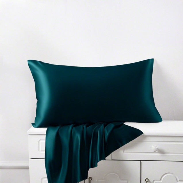 Cheap Teal 22 Momme Mulberry Silk Pillowcase with Hidden Zipper