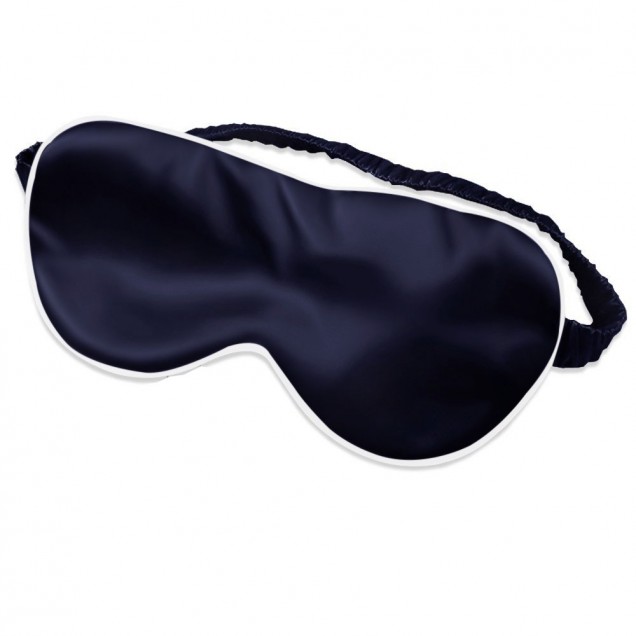 Cheap Two Piece Silk Gift Set Navy Pillowcase & Eye Mask