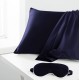 Cheap Two Piece Silk Gift Set Navy Pillowcase & Eye Mask