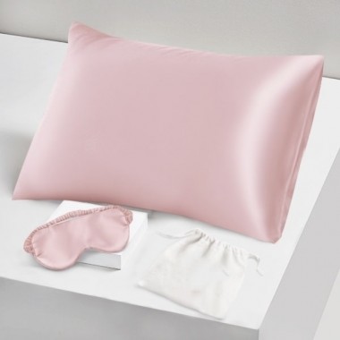 Cheap Two Piece Silk Gift Set Suede Rose Pillowcase & Eye Mask