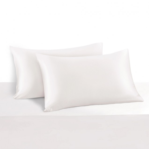 Cheap White 22 Momme Mulberry Silk Pillowcase with Hidden Zipper