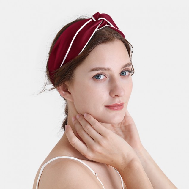 Cheap Wine & Ivory Silk Headband